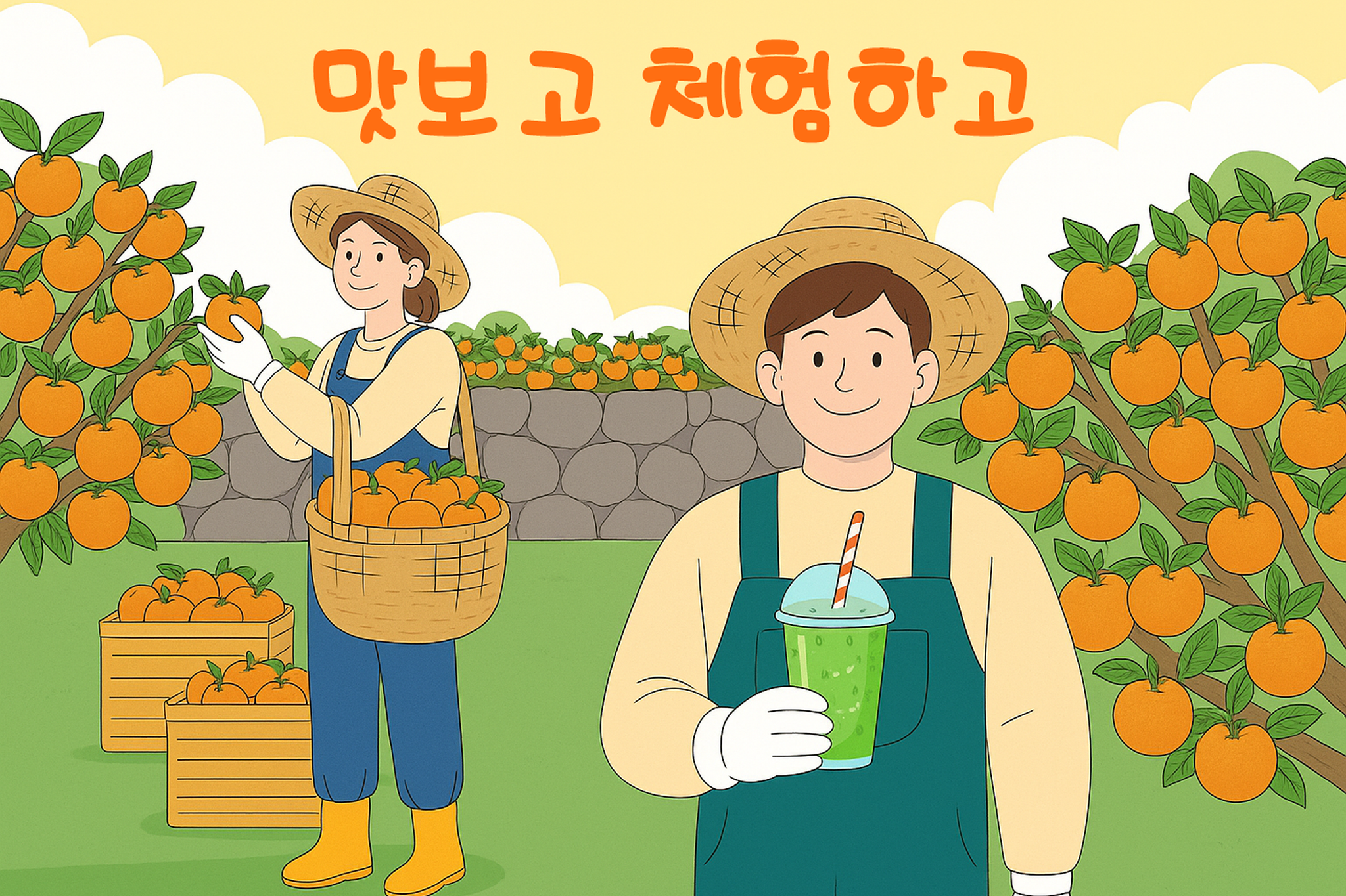 패밀리 트윈(맛보고 체험하고★제주제철주스 2잔+제주감귤따기 체험권 2인(박당1회))